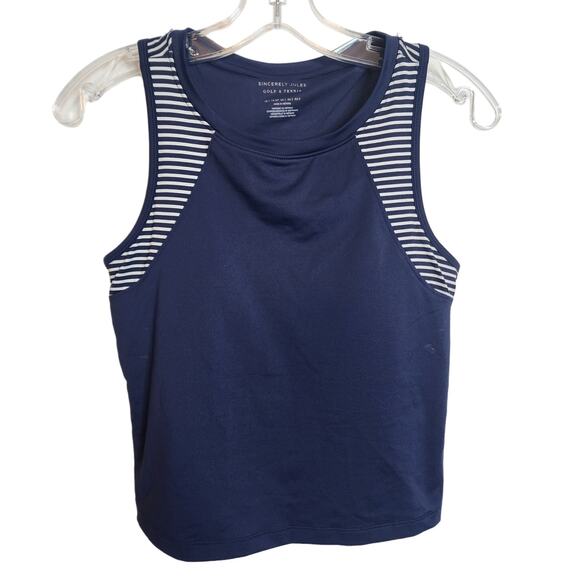 Sincerely Jules Navy/White Racerback Tennis/Golf Tank, Small - Picture 1 of 6